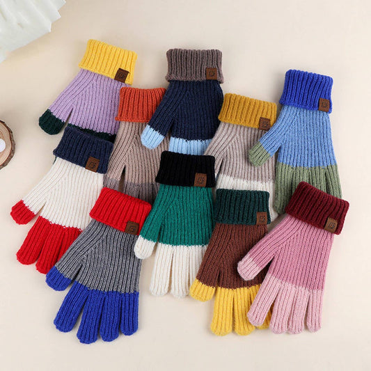 NEW WINTER LONG CONTRASTING TOUCH SCREEN GLOVES_CWAG0382