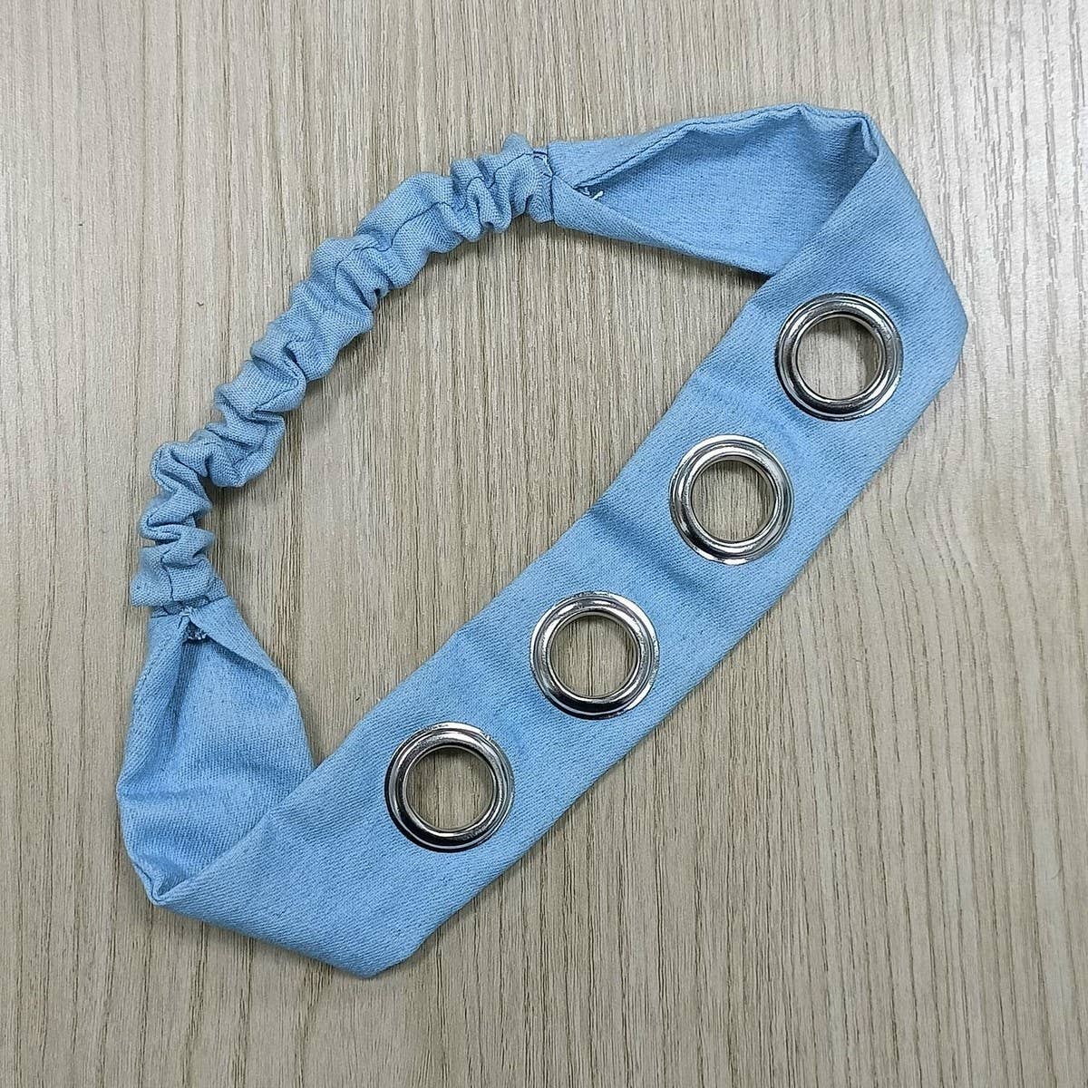 Denim Punk Headwrap with Metal Studs
