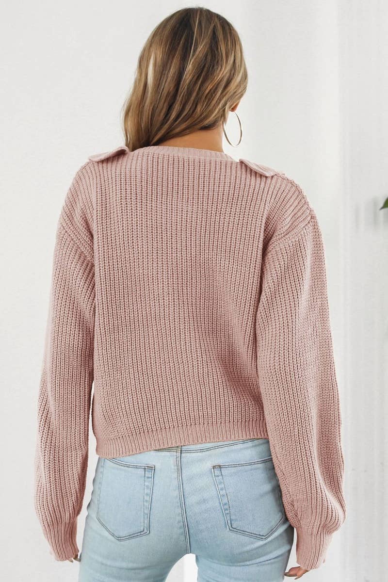 CWOCAL2062_FASHION RUFFLED LOOSE SWEATER CARDIGAN SHORT