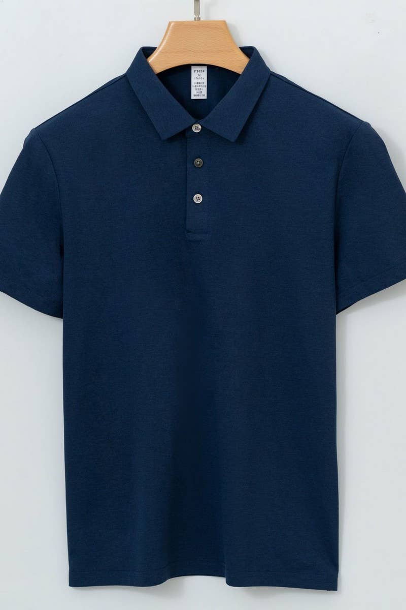 CWTTS1034_SOLID COLOR CASUAL SHORT SLEEVE MEN POLO SHIRT