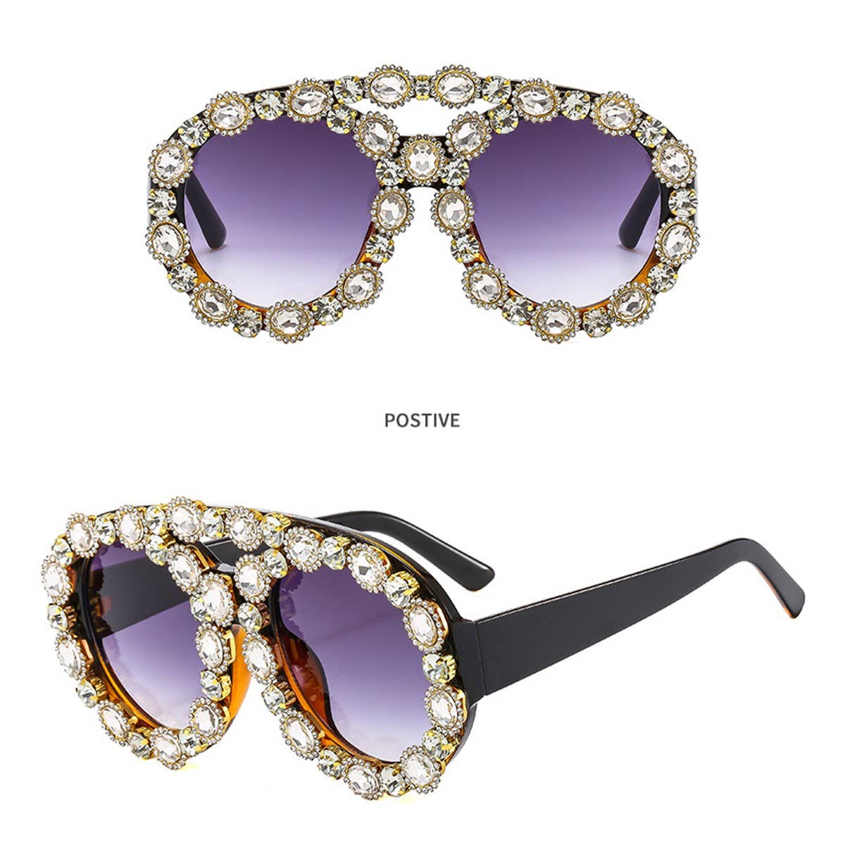 LARGE CONTRAST OVAL LUXURY EMERALD SUNGLASSES