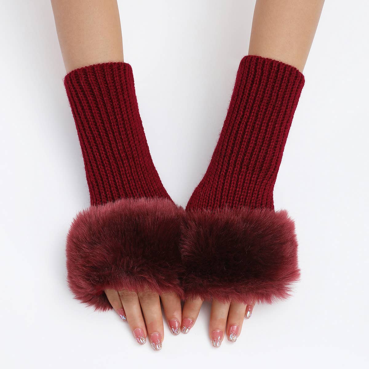 KNITTED THERMAL FINGERLESS GLOVES ARM GLOVES_CWAG0108
