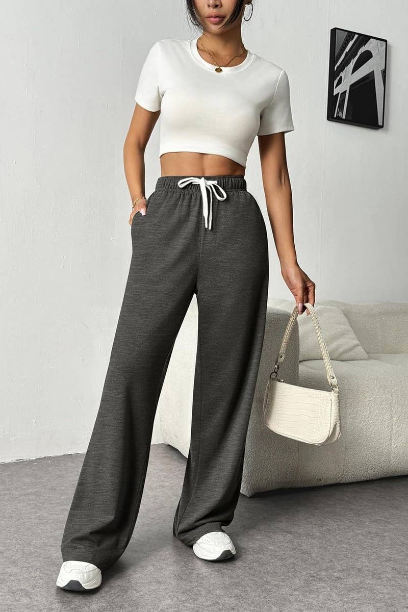 CWBLP1859_HIGH-RISE DRAWSTRING LOOSE WIDE-LEG SWEATPANTS