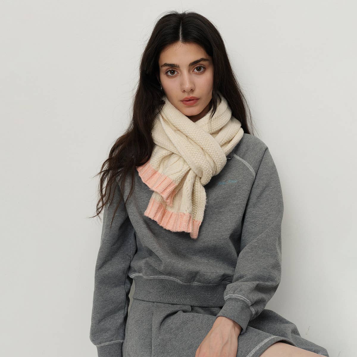 Twist Knit Wool Blend Scarf ? Cozy Two-Tone Wrap