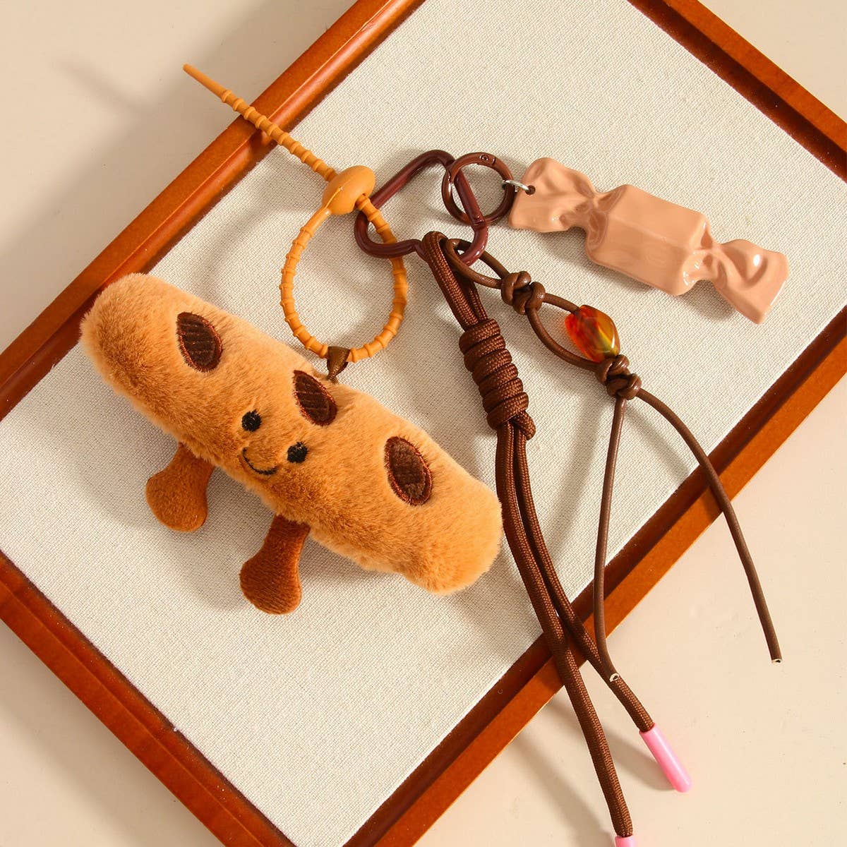 Creative Plush Baguette & Croissant Keychain Charm