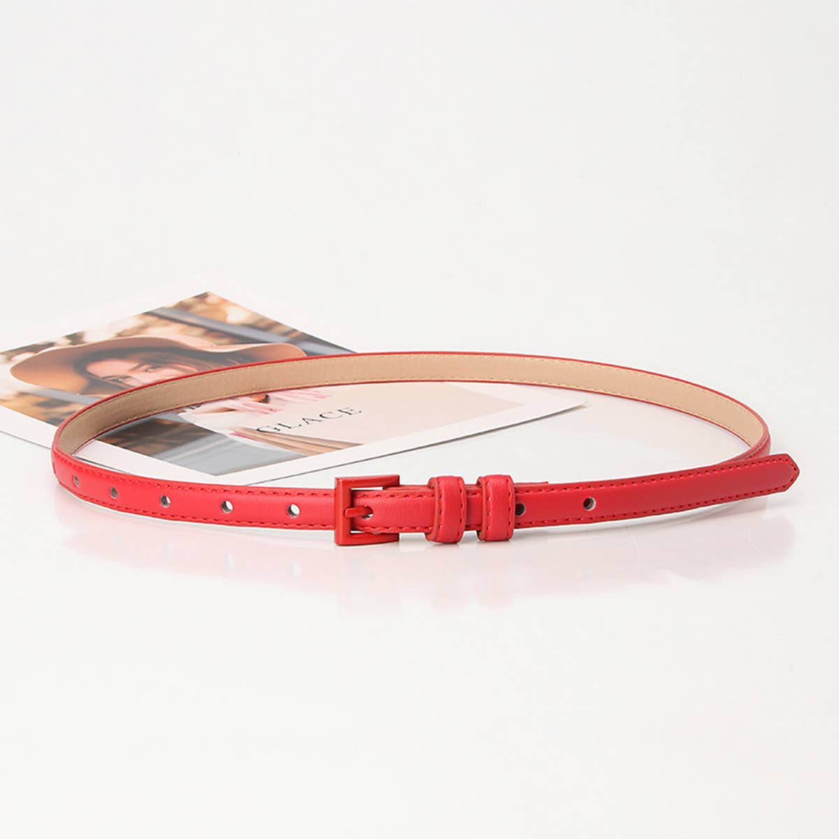 CWABE0907_WOMEN'S SMALL SQUARE BUCKLE THIN BELT