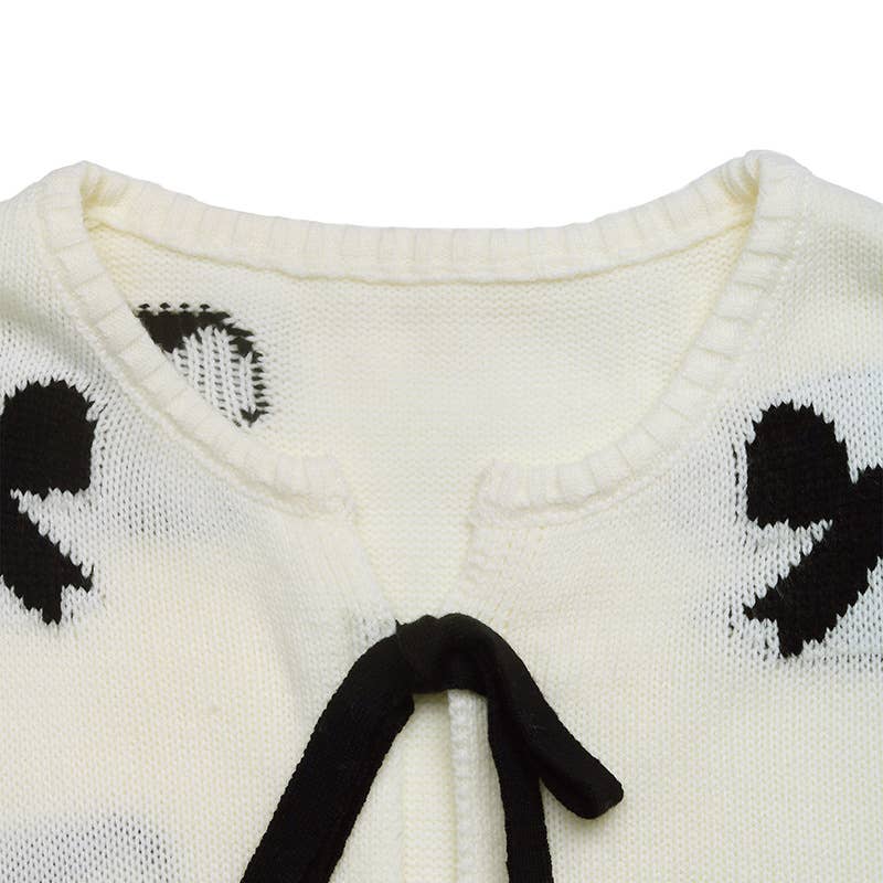 Design sense ribbon bow design cardigan