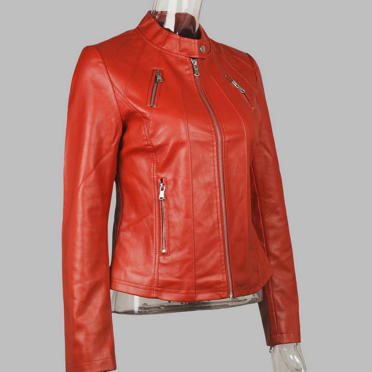 Slim Fit PU Leather Jacket??œFall Fashion for Women_CWMM9008