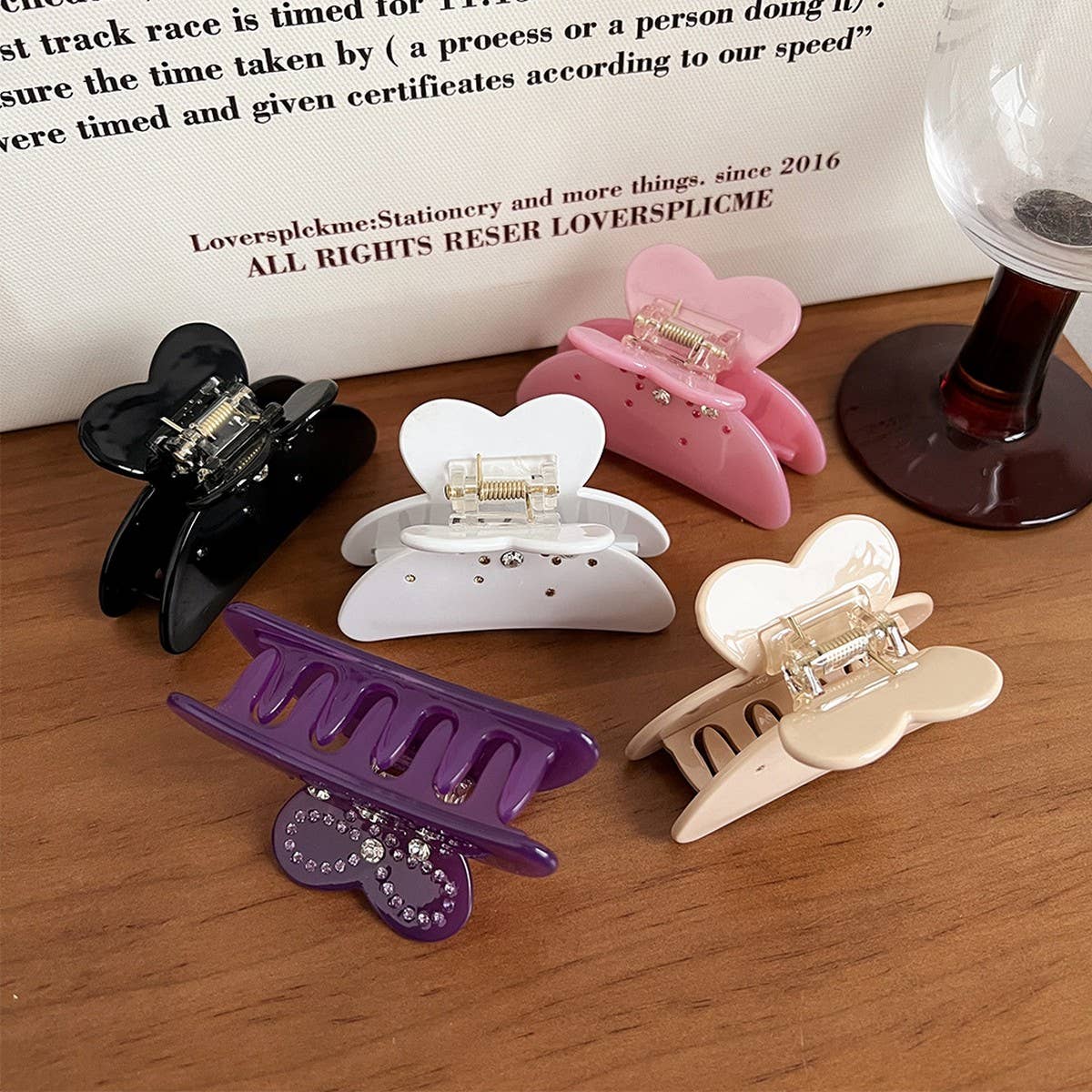 Elegant Bow Rhinestone Claw Clip ? Solid Color