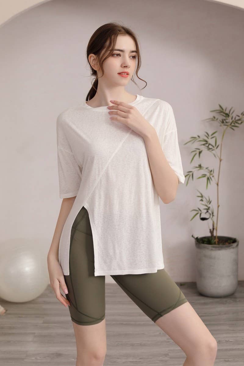 CWTSTS0393_ROUND NECK SHORT SLEEVE YOGA TOP