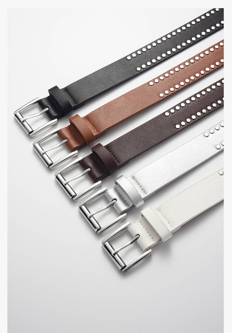 Hip hop metal punk style rivet pin buckle PU belt