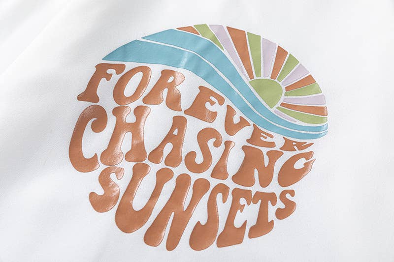 CHASING SUNSET PRINT DRAWSTRING PRINT HOODIE