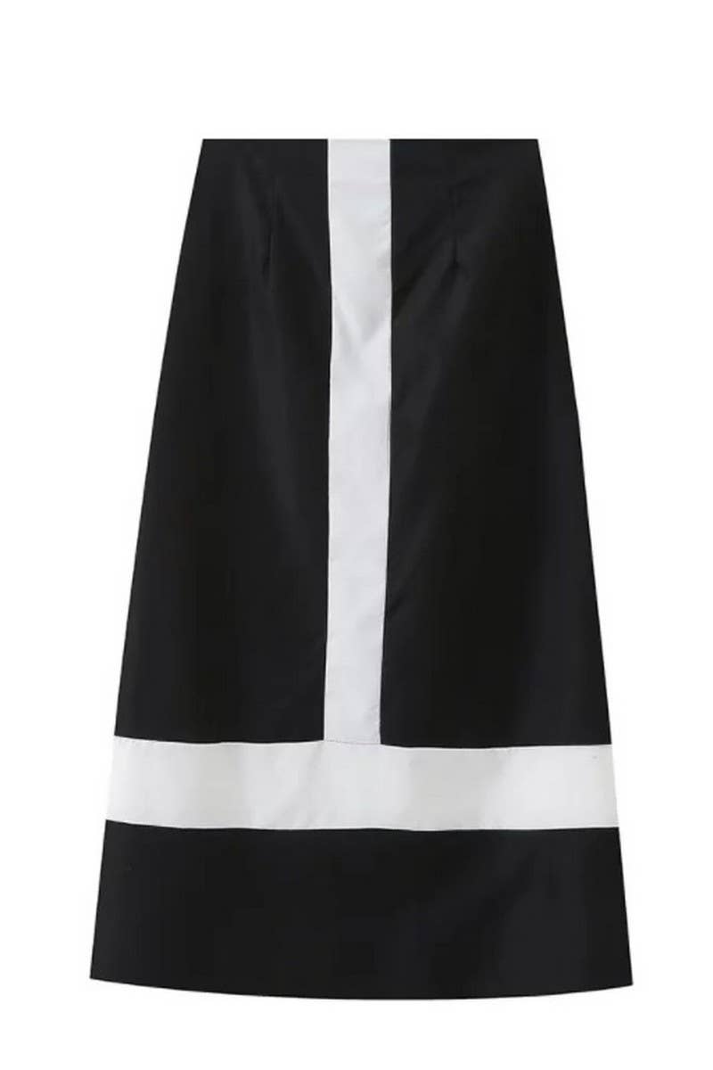 CWSTB1390_V-NECK SHORT-SLEEVED RUFFLED LONG SKIRT SUIT