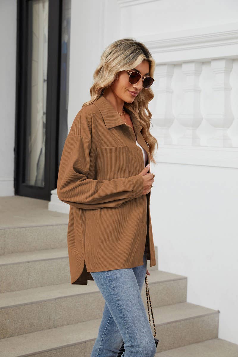 CWOBL0187_COLLAR POCKET COLLAR SOLID COLOR SPLICING SHIRT