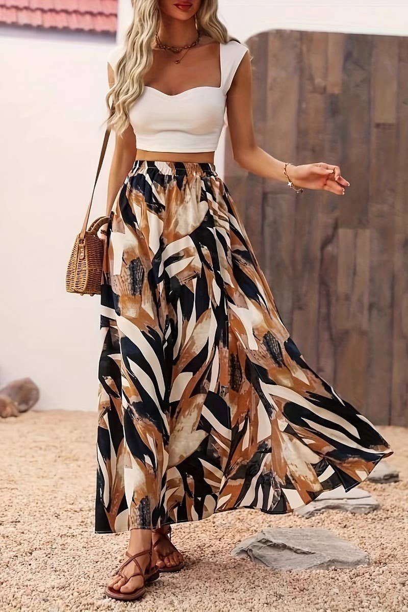 CWBLS0527_SUMMER BOHEMIAN PRINTED CASUAL SKIRT