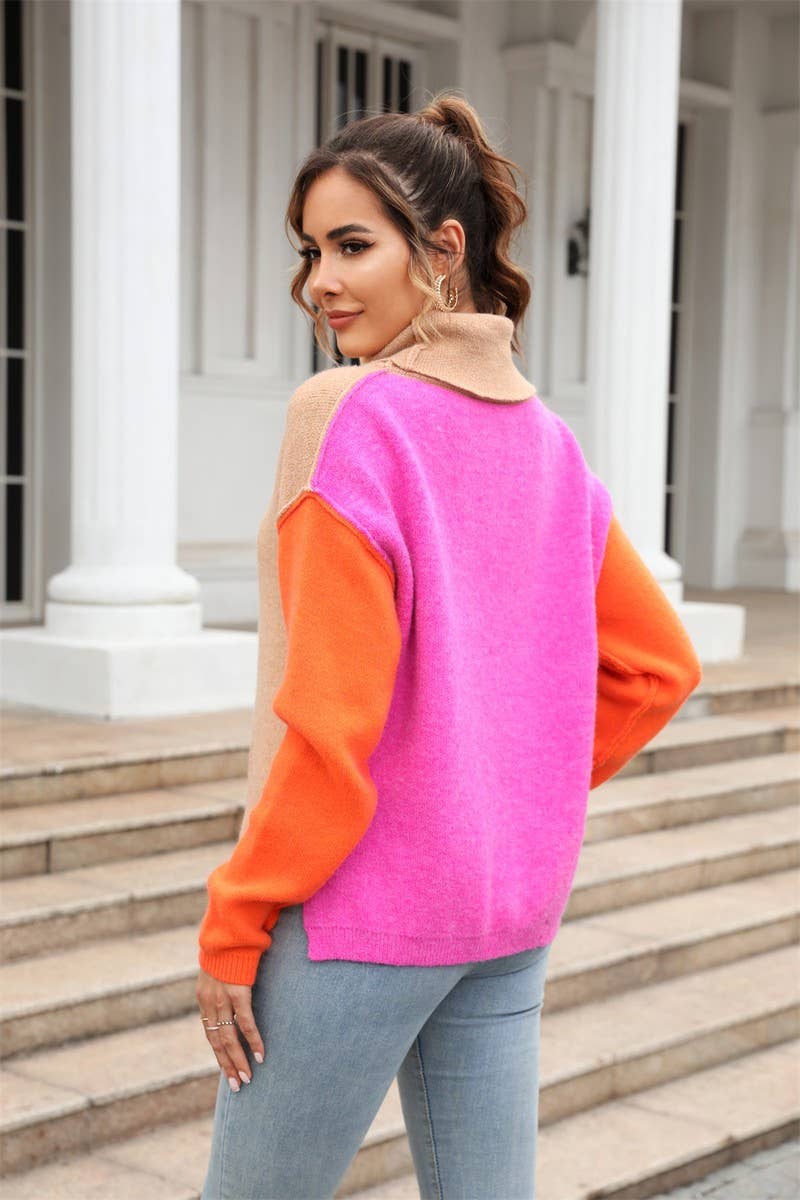 CWOSWL1686_Turtle Neck Long Sleeve Pullover Sweater