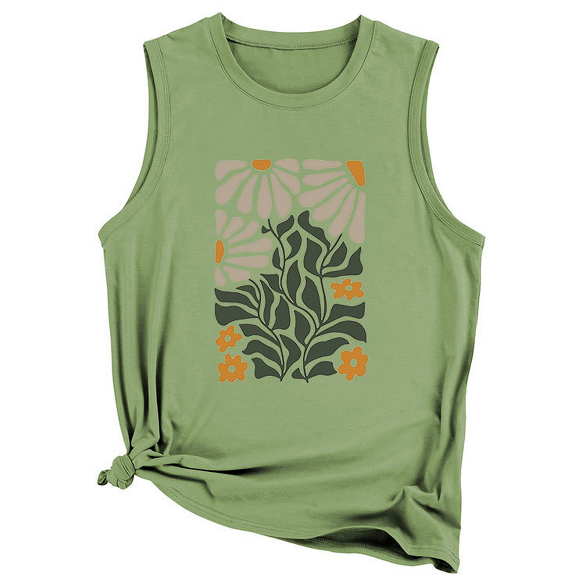 ntage Yellow Flower Vest for Women, Sleeveless_CWTTSL0414