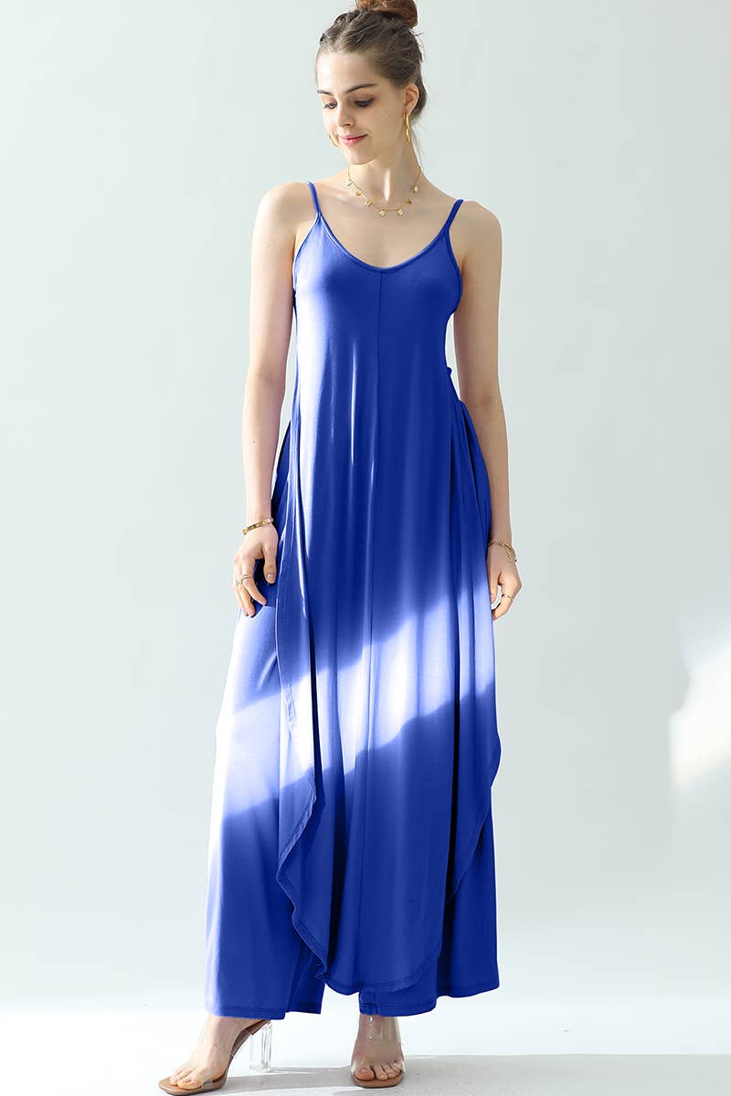 CWSTB281_BACK CROPED STRAP DRESS AND WIDE LONG PANT SET