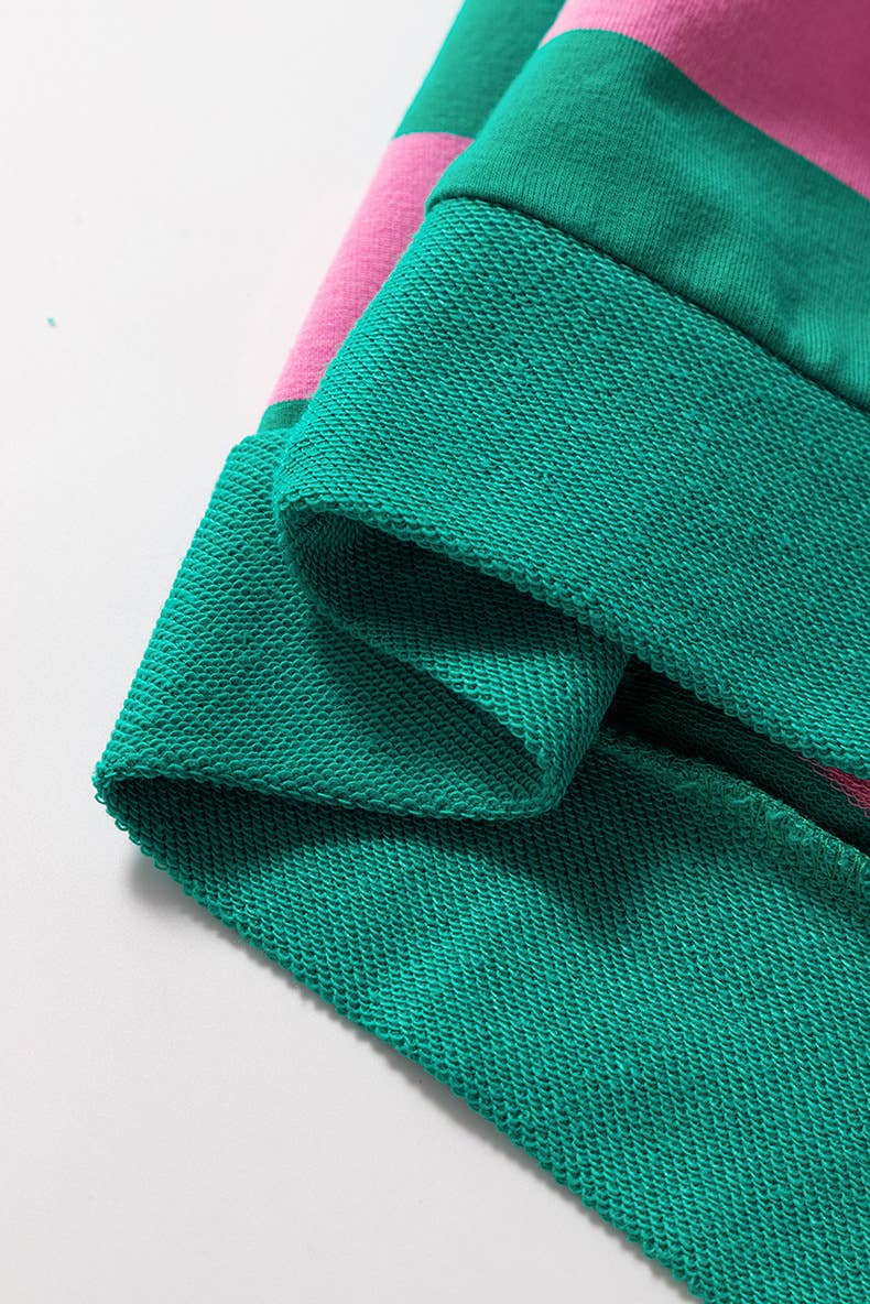 CONTRASTING COLORS STRIPED PATCHWORK HOODIE