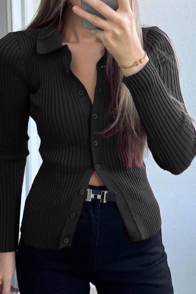 CWOSWL07485_CASUAL SIMPLE SOLID LONG SLEEVE KNIT SHIRT