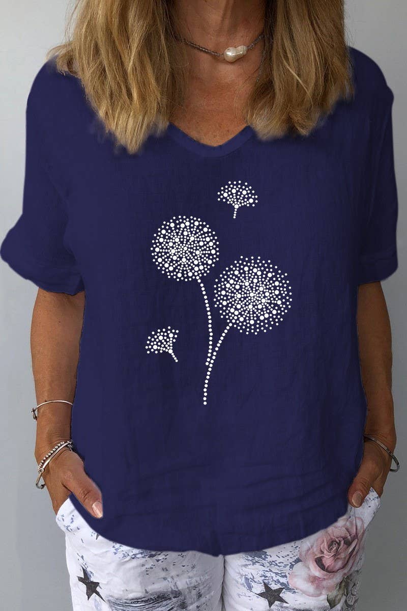 CWTTS1440_LOOSE CASUAL HIBISCUS PRINT TOP