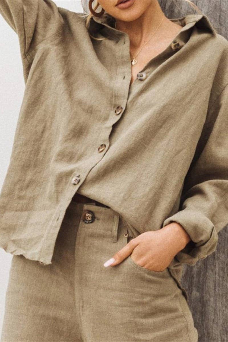 CWTTL01006_FASHION LAPEL LONG-SLEEVED LOOSE SHIRT