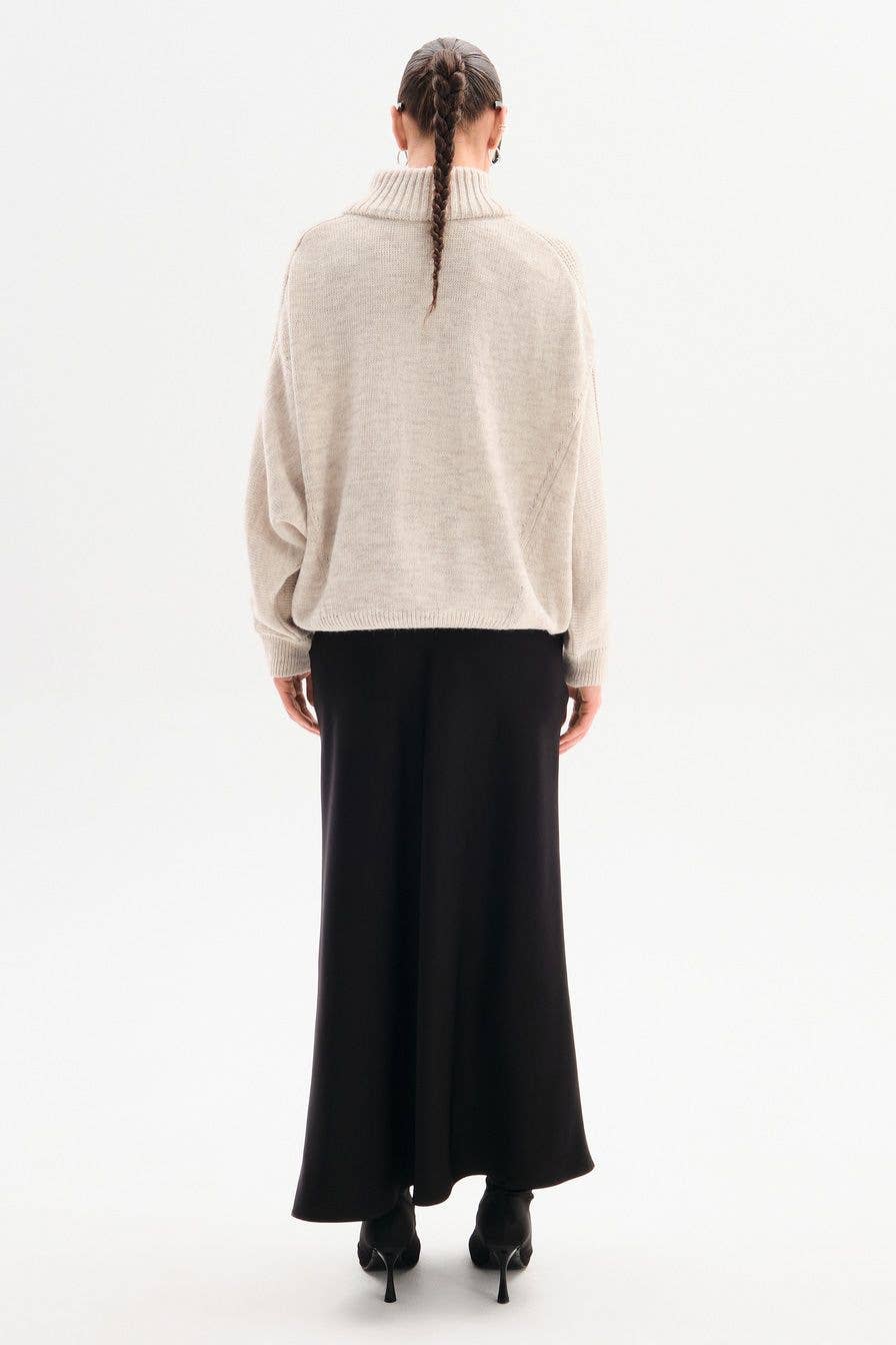 Casual fashion loose half-zipper knitted sweater