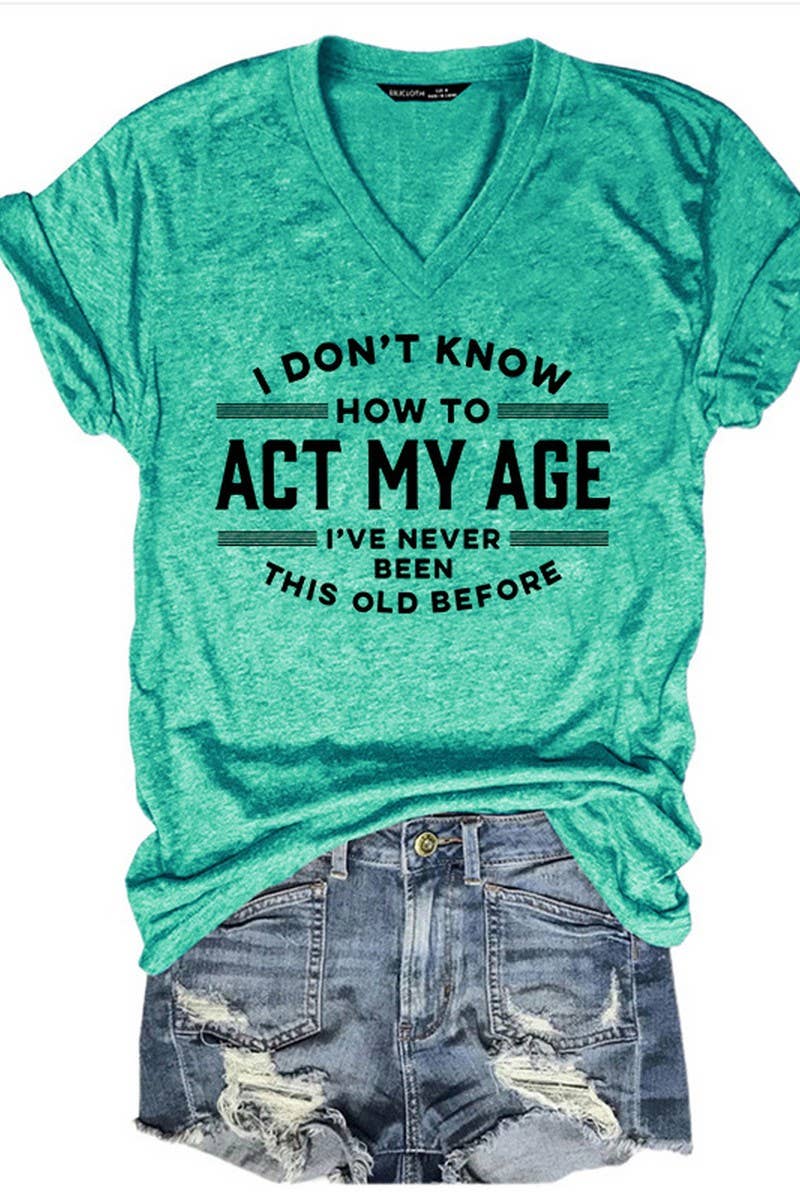 CWTTS1063_DOUBLE SIDED PRINTED V NECK SHORT SLEEVED T SHIRT