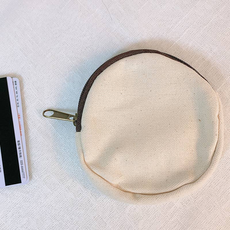 Round cartoon canvas coin purse and money bag