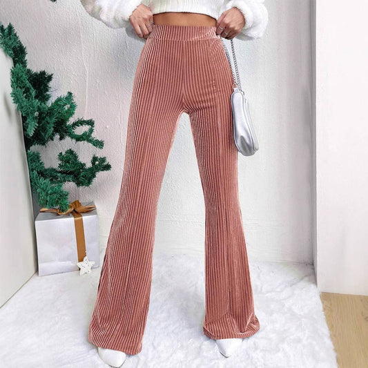 CORDUSTER FLARES SOLID COLOR WIDE-LEG PANTS