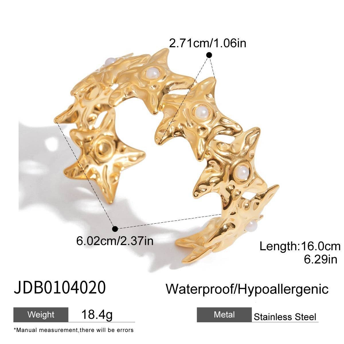 Modern Minimalist 18K Gold Wave Open Cuff
