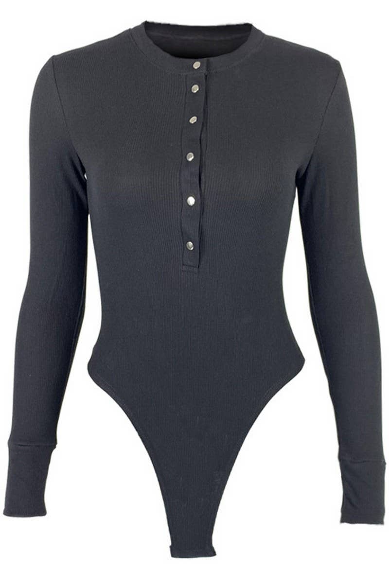 CWSJS1372_NEW SPRING SEXY RIBBED LONG SLEEVE BODYSUIT