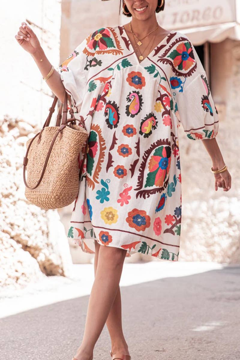 CWDSD8445_SUMMER NEW LOOSE SHORT SLEEVE MINI DRESS