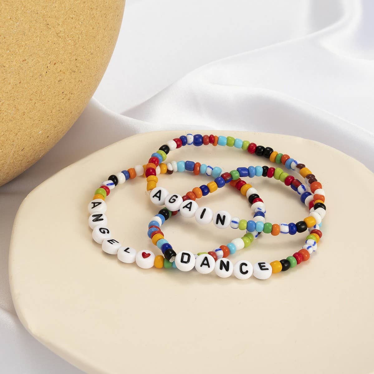 LETTER MIXED COLOR MACARON BEADED BRACELET