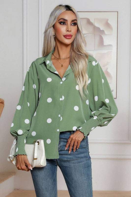 CWTBLL0698_Button Down Casual Long Sleeve Print Top