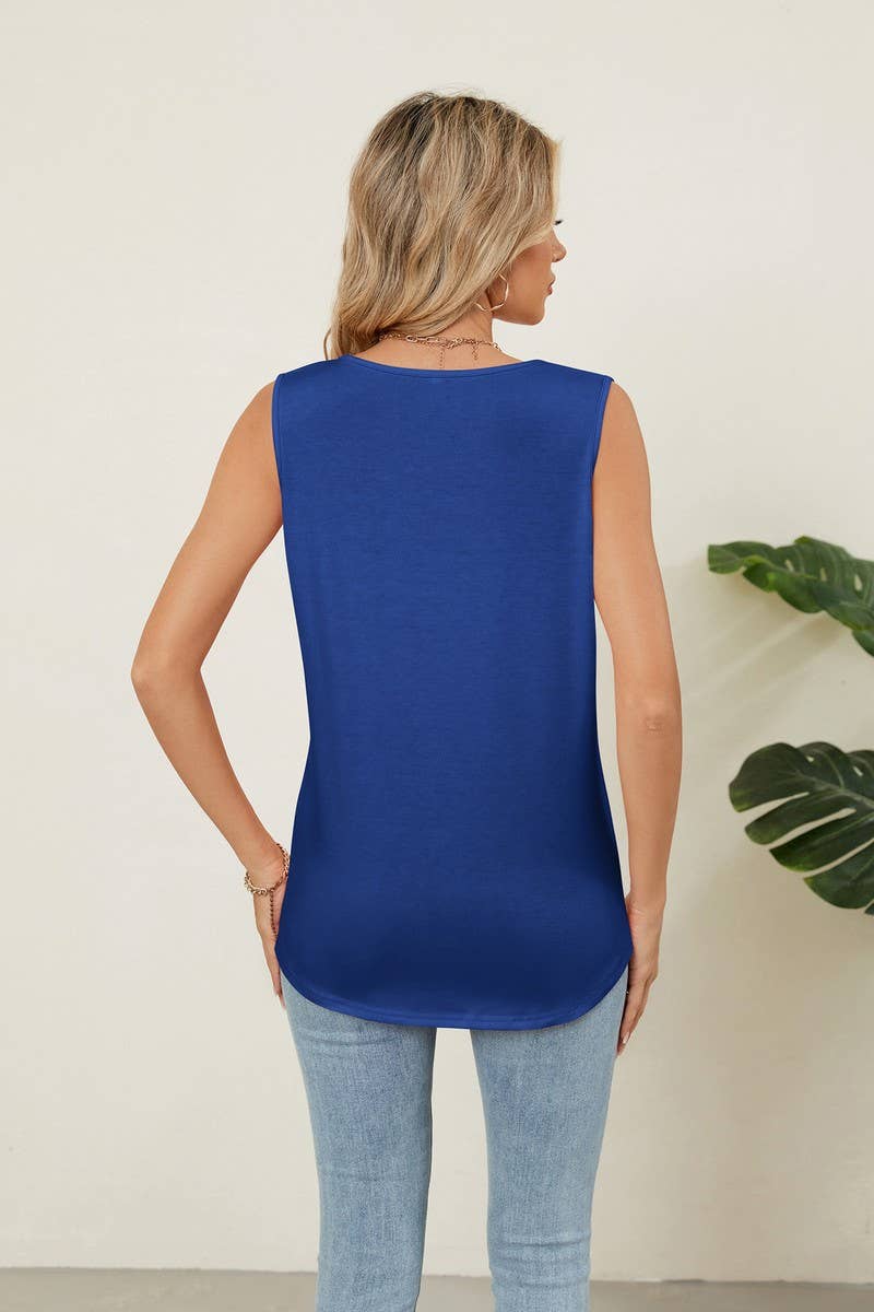 CWTTSL0296_SOLID COLOR ROUND NECK SLEEVELESS T-SHIRT VEST