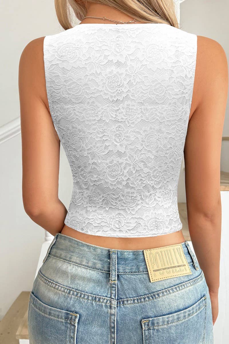CWTTSL00210_SUMMER HOT GIRL STYLE LACE T-SHIRT VEST