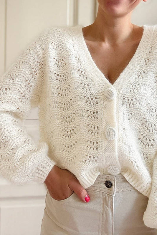 CWOCAL00730_SEXY MESH CUTOUT CROPPED V NECK KNIT SWEATER