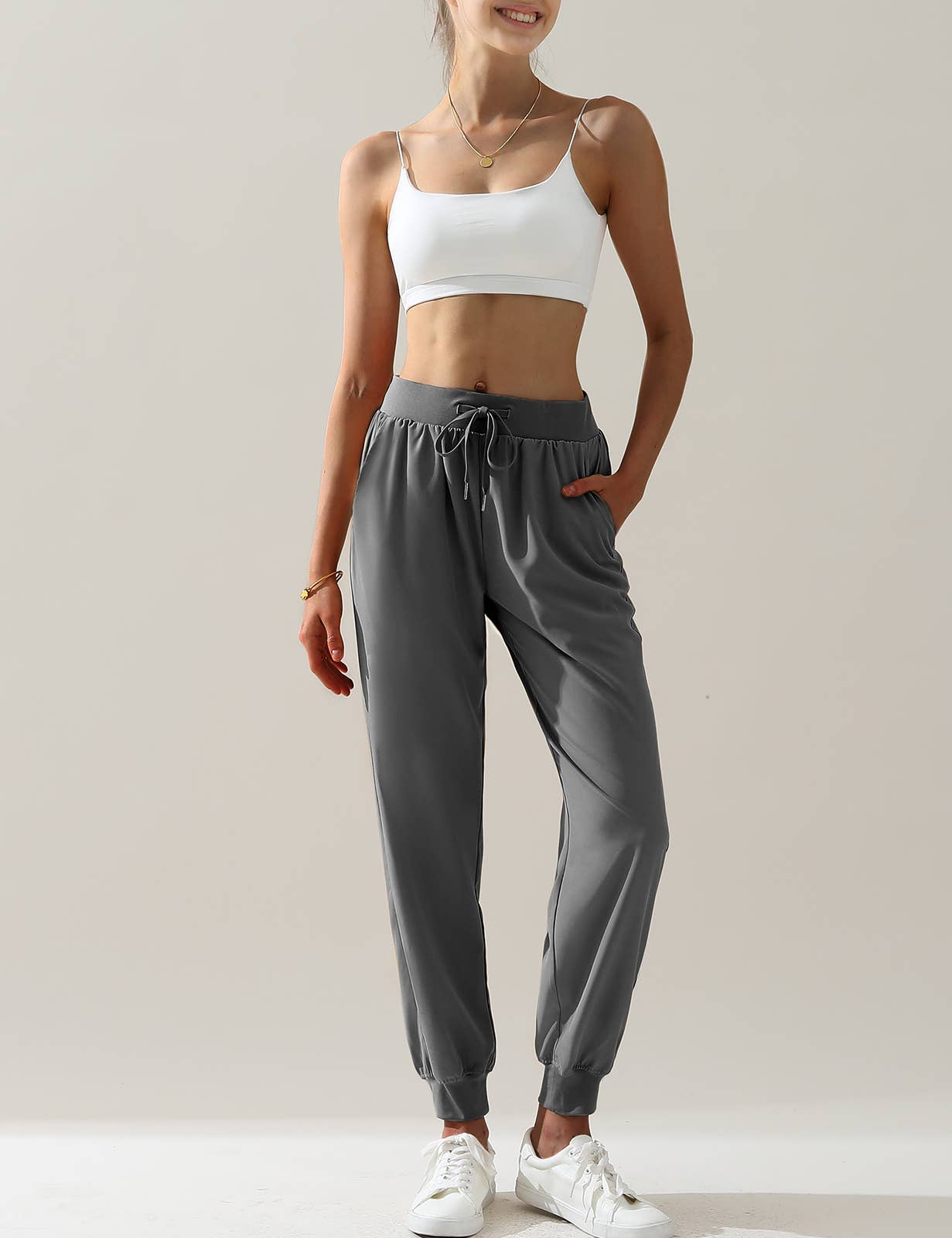 CWBLP423_Elastic Band Waist With Side Pocket Pants