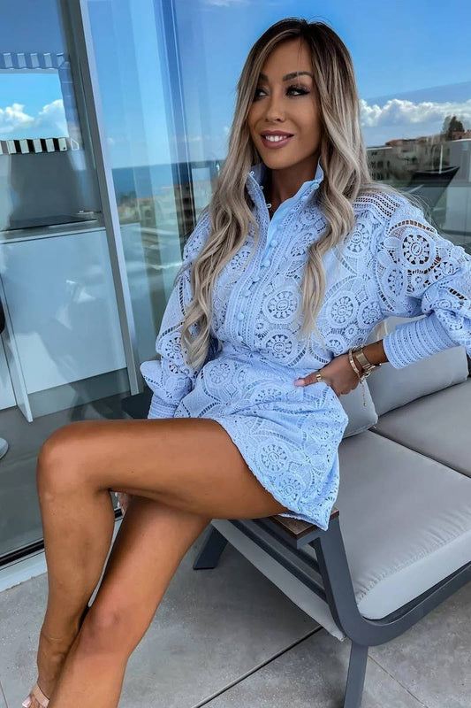 CWSS1236_SUMMER SINGLE-BREASTED STAND-UP COLLAR LACE SUIT