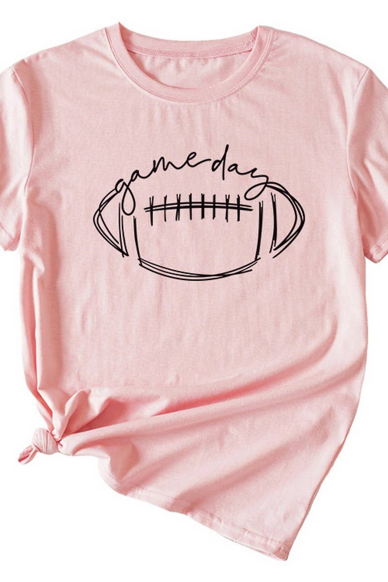 CWTTS0587_WOMEN GAME DAY PRINTING SHORT SLEEVE T SHIRT TOP