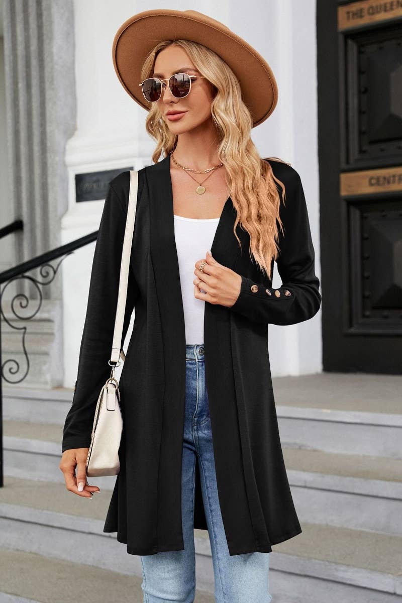 CWOCAL2124_SOLID COLOR BUTTON-UP LONG SLEEVE KNIT CARDIGAN