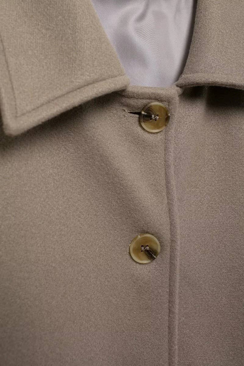 CWOCO1065_SOLID COLOR LAPEL BUTTON LOOSE WOOLEN COAT