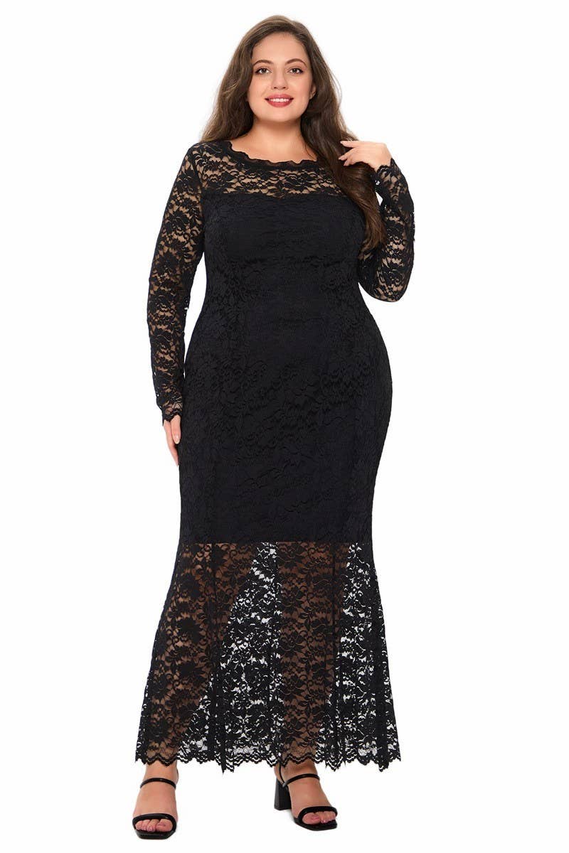 CWDMD3233_PLUS SIZE LACE MERMAID EVENING GOWN DRESS