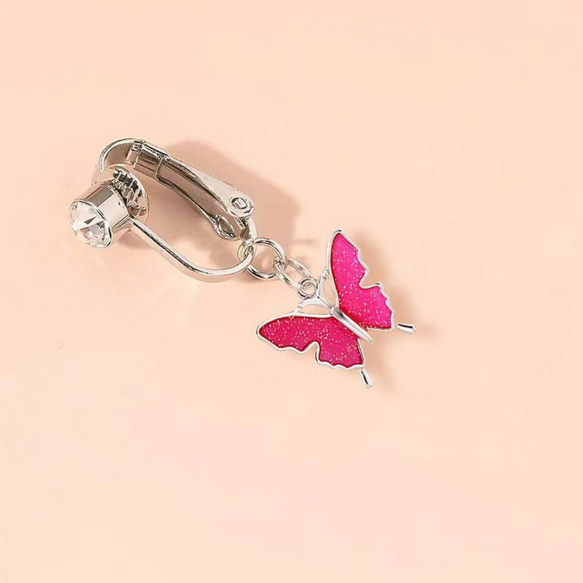 Non-Pierced Butterfly Oil Drop Belly Button Clip_CWMM9469