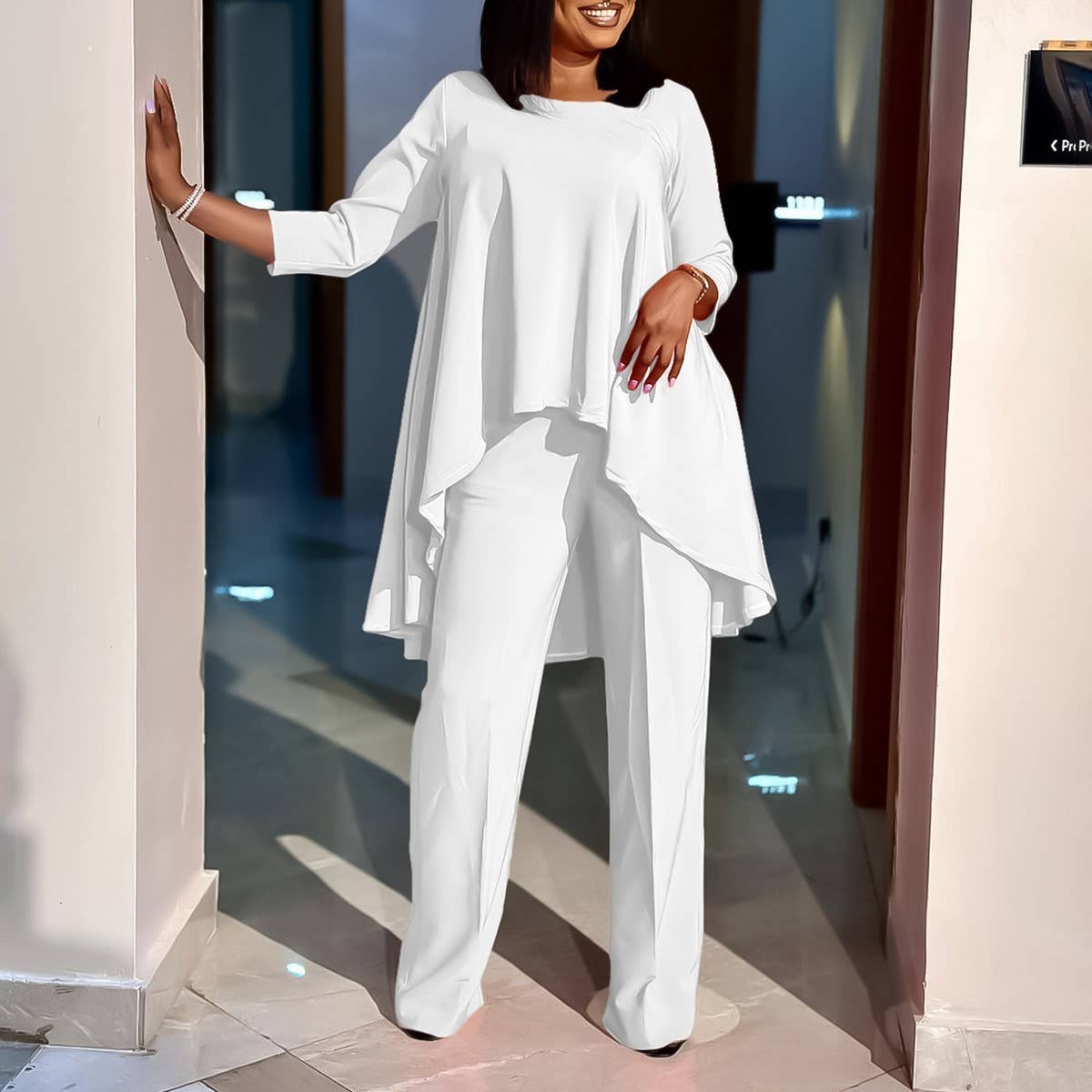 OVERSIZED TOP AND WIDE-LEG PANTS TWO-PIECE SET_CWSTB1141