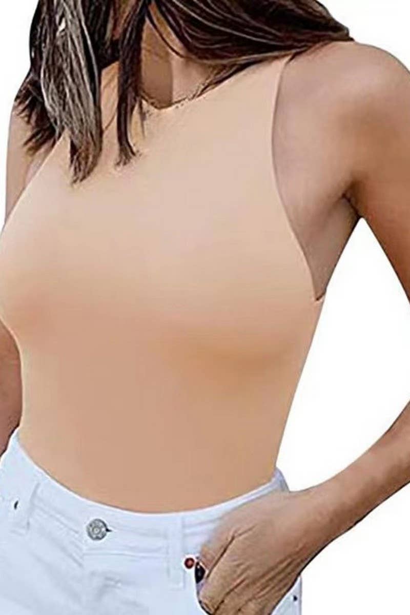 CWSJS0782_TIGHT SLEEVELESS DOUBLE VEST JUMPSUIT