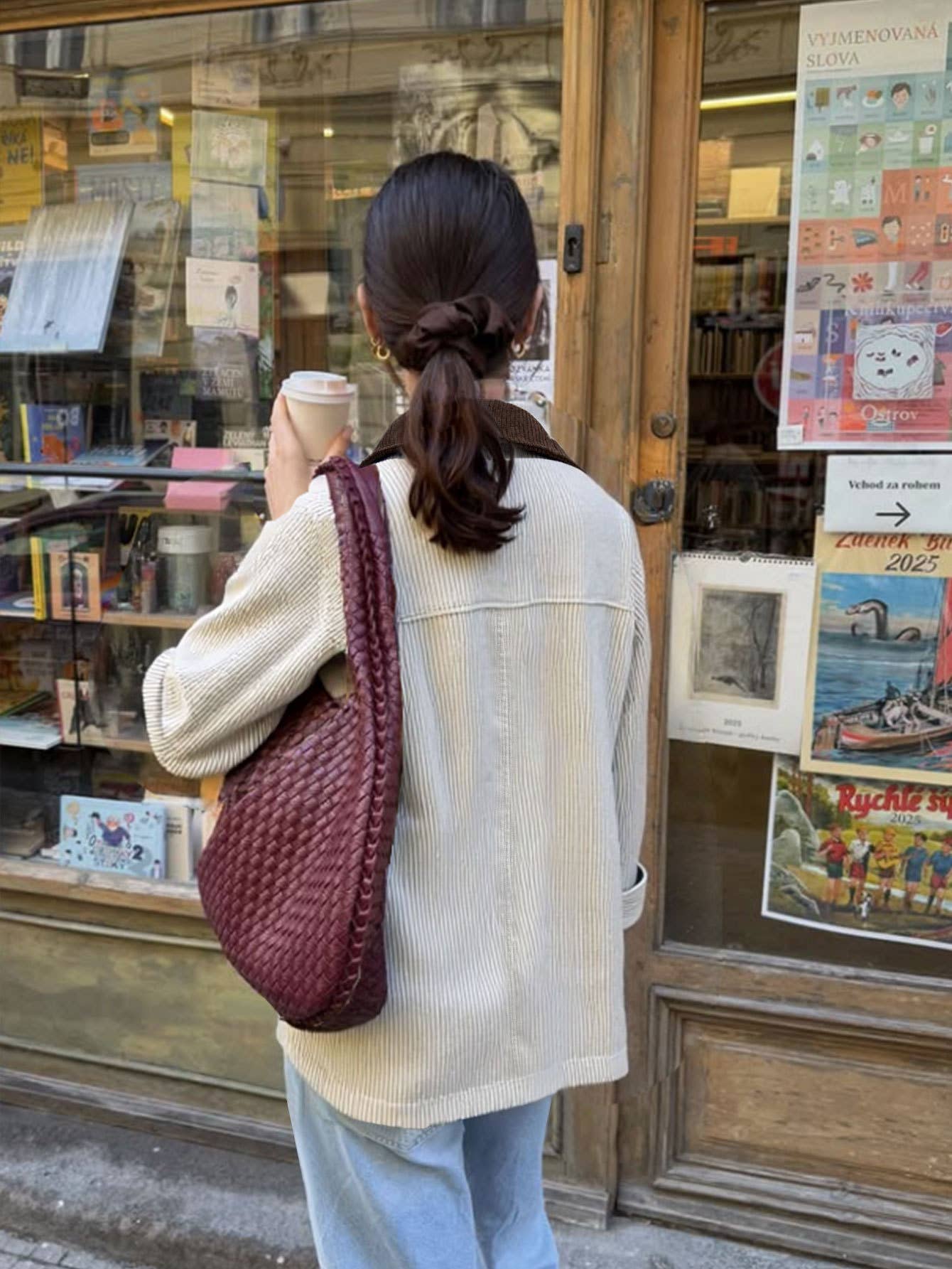 Corduroy woven slim and simple lapel coat