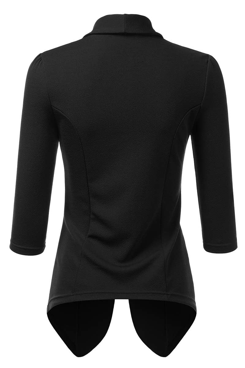 CWOBL089_Casual Work 3/4 Sleeve Open Front Blazer