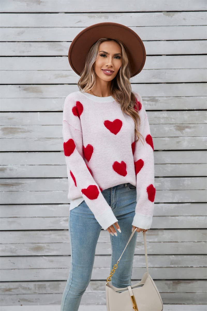 CWOSWL5785_VALENTINE'S DAY HEART LONG SLEEVE KNIT SWEATER